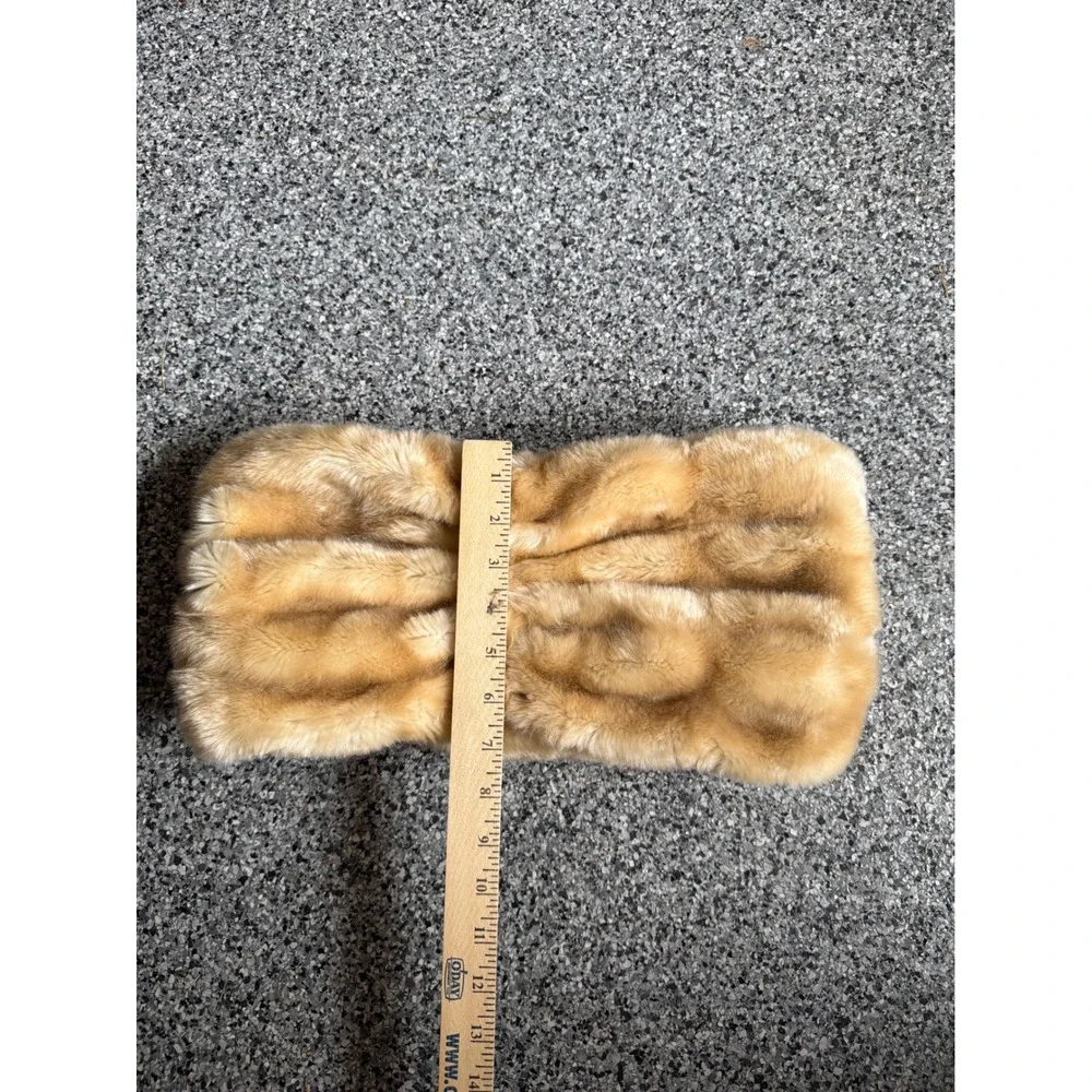 Brooks Brothers Faux Fur Snood Infinity Scarf Honey Tan Luxury Winter Wrap